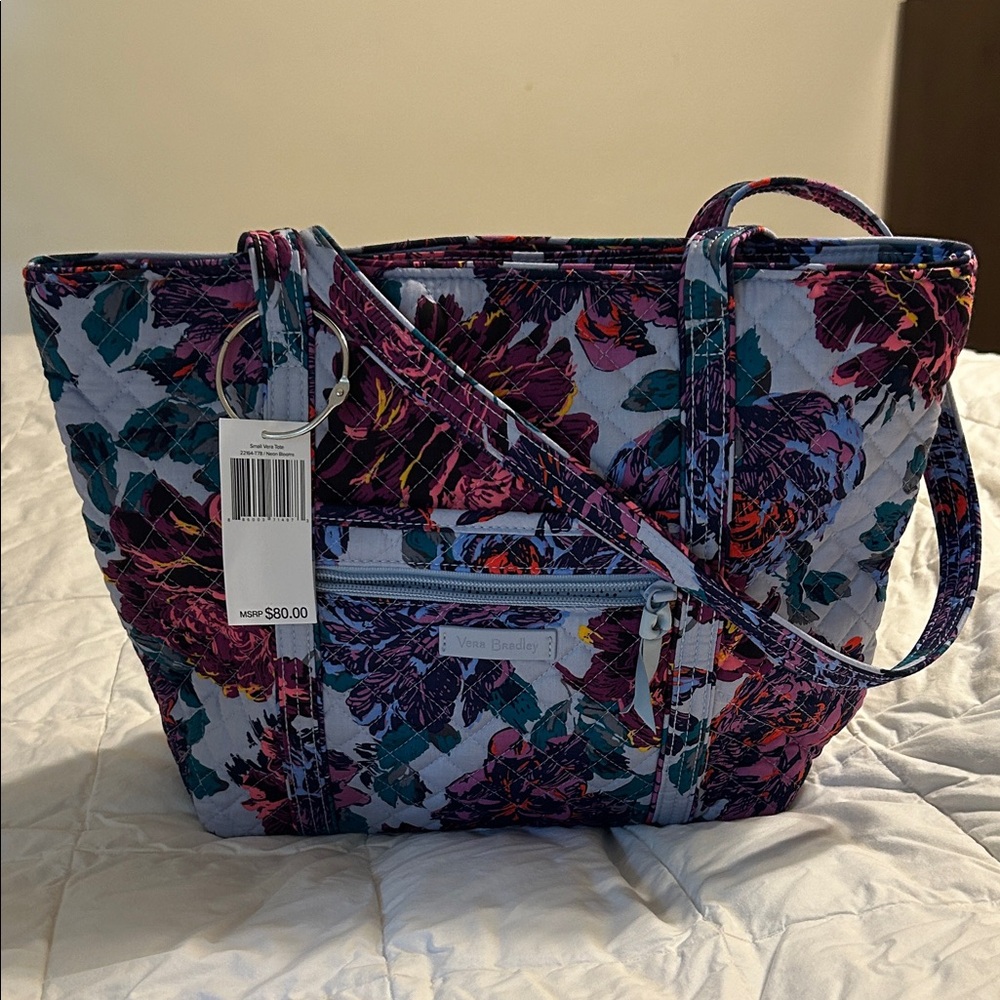 Vera Bradley Blue and Purple Floral Tote